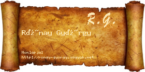 Rónay György névjegykártya